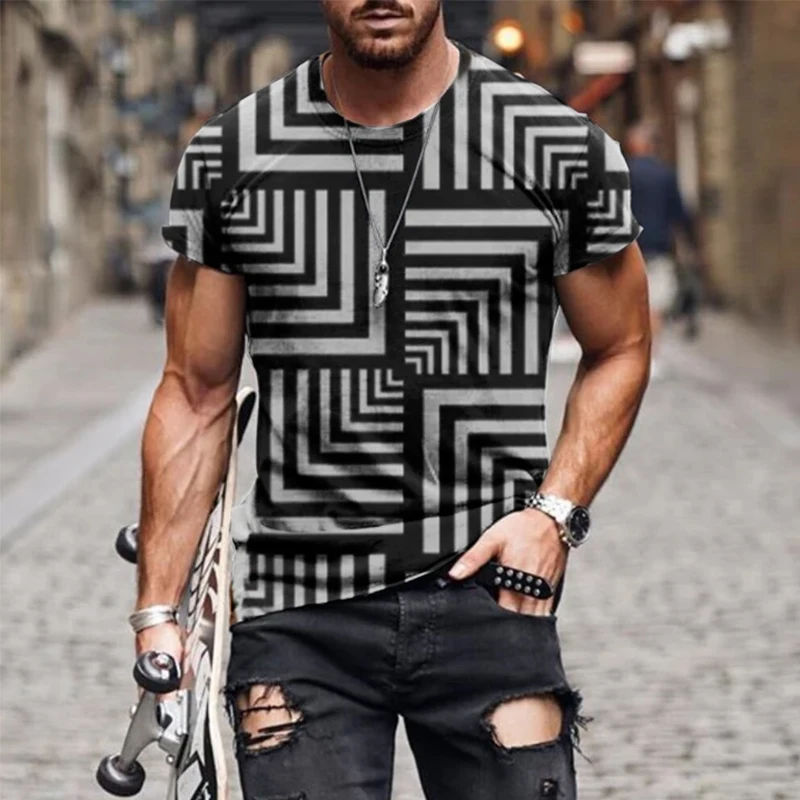 Men's Casual Short Sleeve Black Geometric T-shirt 2021 Summer Pullover Oversized O-neck Loose Tops Retro Design Tee for Man
Men's Casual Short Sleeve Black Geometric T-shirt 2021 Summer Pullover Oversized O-neck Loose Tops Retro Design Tee for Man