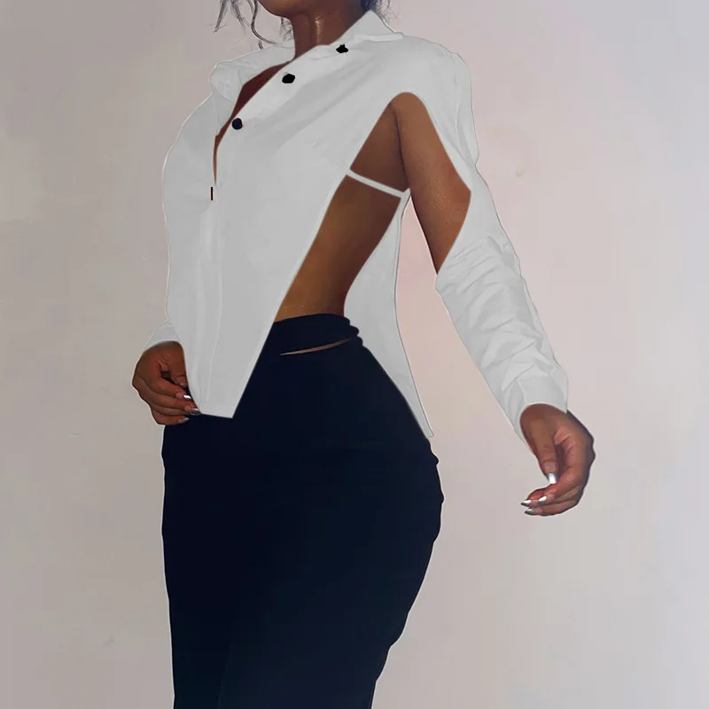 Women Shirts Solid Color Lapel Shirt Female 2021 Sexy Hollow Out Long-sleeved Shirt Fashion Camisas Mujer Ladies Tops Donsignet
Women Shirts Solid Color Lapel Shirt Female 2021 Sexy Hollow Out Long-sleeved Shirt Fashion Camisas Mujer Ladies Tops Donsignet