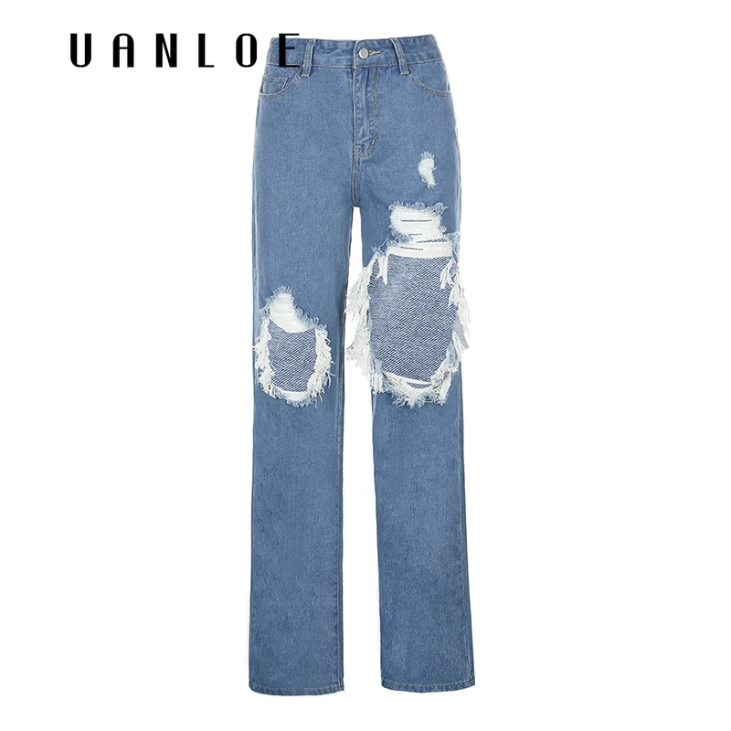 UANLOEFashion Irregular Fringed Holes Jeans Women Streetwear High Waist Vintage Straight Denim Pants Ladies Loose Punk Trouser
UANLOEFashion Irregular Fringed Holes Jeans Women Streetwear High Waist Vintage Straight Denim Pants Ladies Loose Punk Trouser