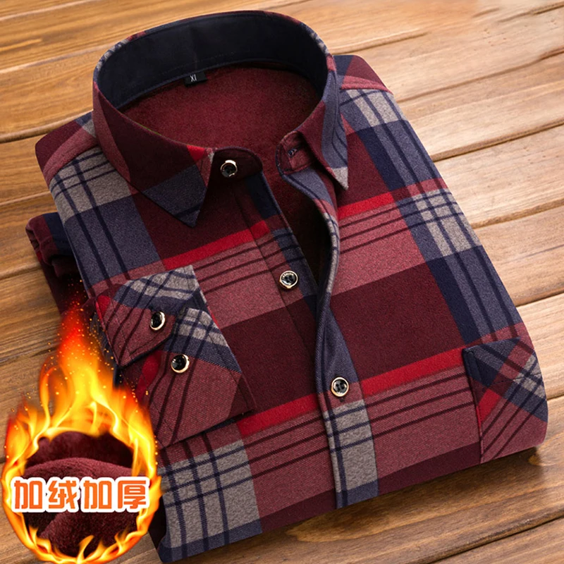 Autumn Winter Men's Long Sleeve Plaid Flannel Fur Lined Thick Work Shirts Fleece Warm Long Sleeve Shirt for Men Dress Shirts2021
Autumn Winter Men's Long Sleeve Plaid Flannel Fur Lined Thick Work Shirts Fleece Warm Long Sleeve Shirt for Men Dress Shirts2021