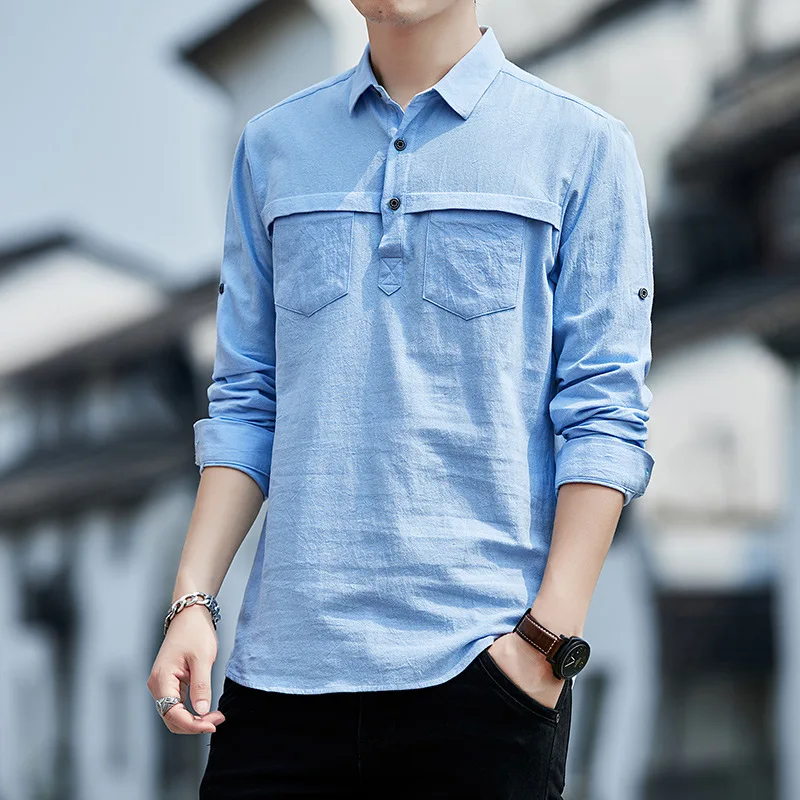 Men Casual Blouse Cotton Linen Shirt Loose Tops Long Sleeve Tee Shirt Spring Autumn Handsome Male Shirts
Men Casual Blouse Cotton Linen Shirt Loose Tops Long Sleeve Tee Shirt Spring Autumn Handsome Male Shirts
