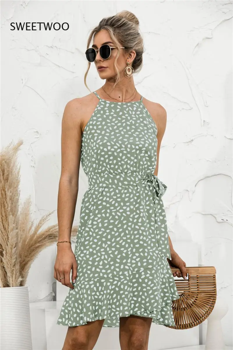 Mini Dress 2021 Fashion Costume Sexy Off Shoulder Belt Floral Sexy Halter Ruffle Dress Casual Elegant Vestidos
Mini Dress 2021 Fashion Costume Sexy Off Shoulder Belt Floral Sexy Halter Ruffle Dress Casual Elegant Vestidos