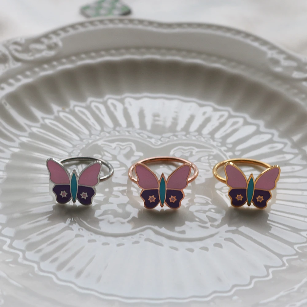 Trendy Butterfly Rings For Women Stainless Steel Enamel Colorful Ring Fashion Silver Rose Gold Color Rings for Girls
Trendy Butterfly Rings For Women Stainless Steel Enamel Colorful Ring Fashion Silver Rose Gold Color Rings for Girls