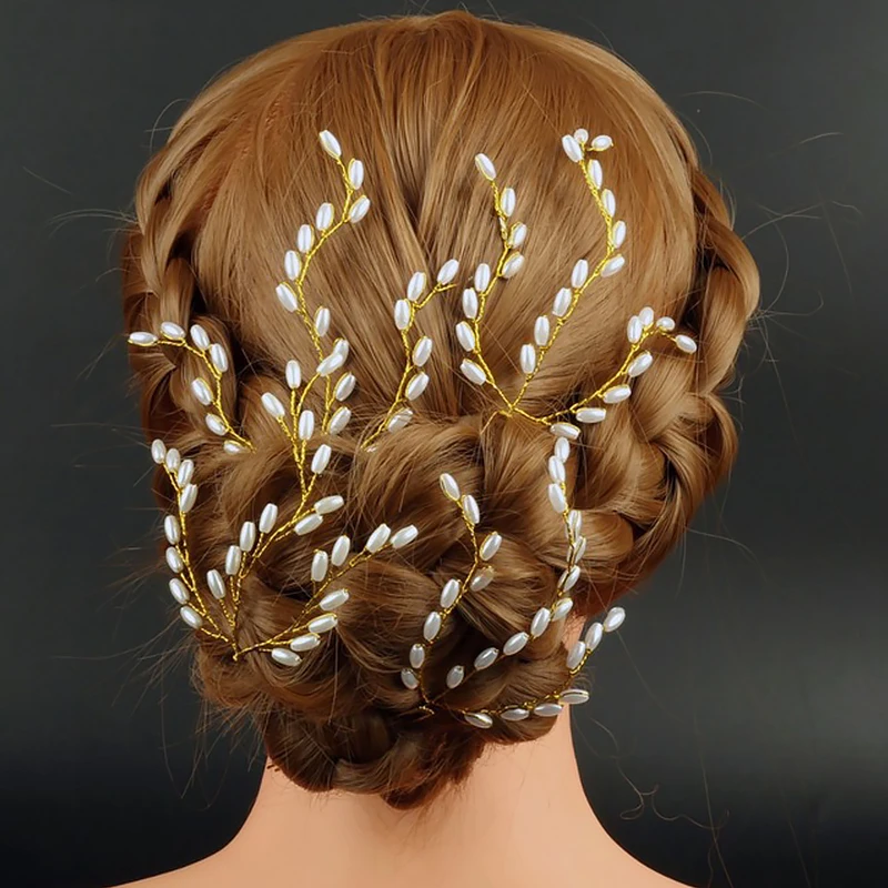 Фото Свадебные заколки для волос с бусинами модные свадебные аксессуары женские