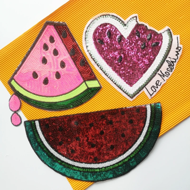 embroidery sequined watermelon patches,fruits badges,summer sequins peach appliques poker patch backpack JW-263
embroidery sequined watermelon patches,fruits badges,summer sequins peach appliques poker patch backpack JW-263