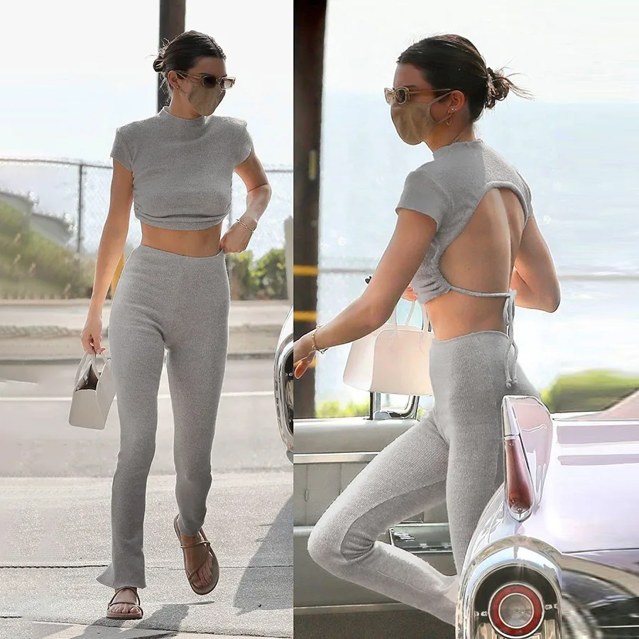 Round Neck Short Sleeve 2021 Summer Women's New Backless T-shirt Beach Party High Waist Slim Casual Pants Yoga Two-piece Set
Round Neck Short Sleeve 2021 Summer Women's New Backless T-shirt Beach Party High Waist Slim Casual Pants Yoga Two-piece Set