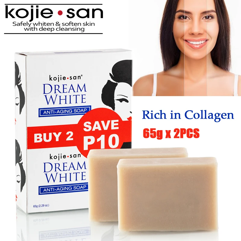 Kojiesan Dream White Anti Aging Soap With Collagen 135g Multi Purpose Whitening Skin Firming Kojic Acid Soap 65g 2PCS
Kojiesan Dream White Anti Aging Soap With Collagen 135g Multi Purpose Whitening Skin Firming Kojic Acid Soap 65g 2PCS
