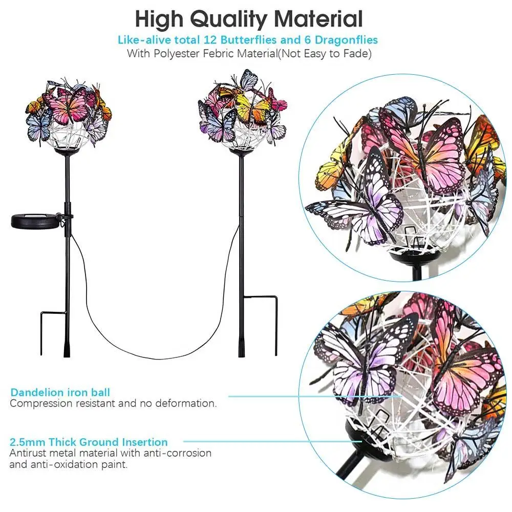 Solar Powered Lamp RGB Butterfly Garden Light Pathway Outdoor Patio Lawn Lamp Backyard Waterproof Flower Led Fairy Light Decor
Solar Powered Lamp RGB Butterfly Garden Light Pathway Outdoor Patio Lawn Lamp Backyard Waterproof Flower Led Fairy Light Decor