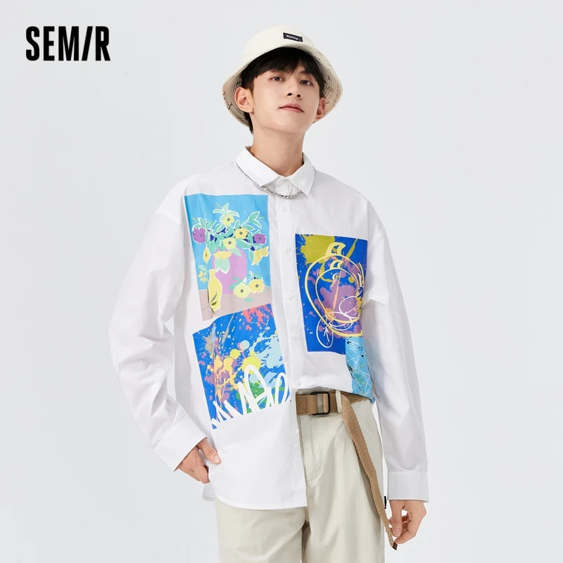Рубашка SEMIR мужская с длинным рукавом, модная блуза из чистого хлопка, свободного покроя, с граффити, осень 2021
Рубашка SEMIR мужская с длинным рукавом, модная блуза из чистого хлопка, свободного покроя, с граффити, осень 2021