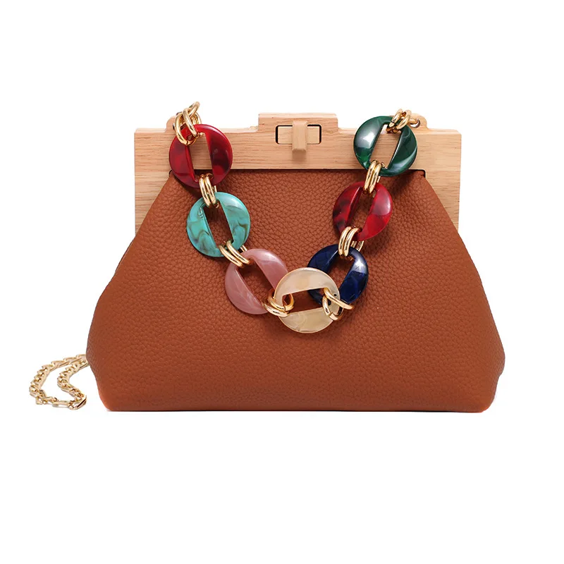 Woman's Handbag And Purse Leather Shoulder Bag Chain Cross body Bag For Women 2021 Wood clamp Hand Bag Ladies Clutches Purse
Woman's Handbag And Purse Leather Shoulder Bag Chain Cross body Bag For Women 2021 Wood clamp Hand Bag Ladies Clutches Purse