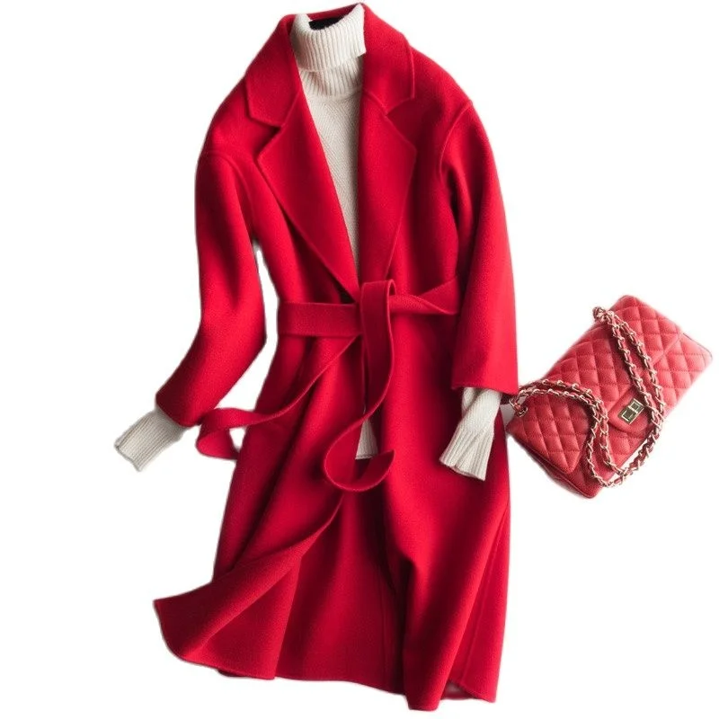 Long Solid Double Sided 100% Wool Jacket Women Elegant Overcoat New Winter Coat Casual Belt Windbreaker Outerwear Female Clothes
Long Solid Double Sided 100% Wool Jacket Women Elegant Overcoat New Winter Coat Casual Belt Windbreaker Outerwear Female Clothes