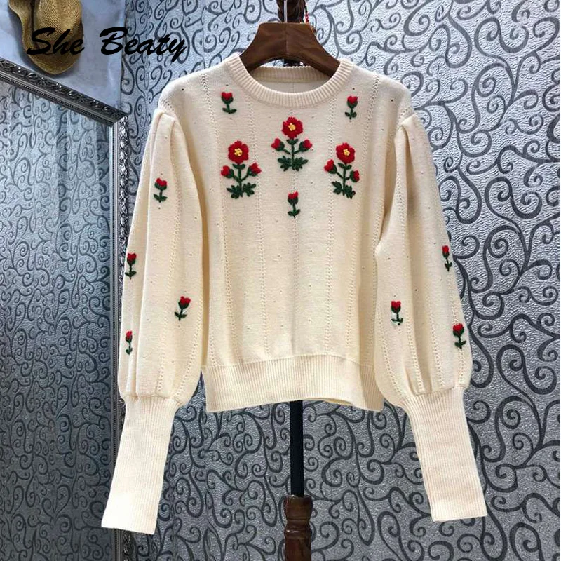 She Beaty Knitted Sweater Pullovers Women Embroidery Flowers Long Sleeve Elegant Vintage Jumper Haut Femme Gothic Clothing Tops
She Beaty Knitted Sweater Pullovers Women Embroidery Flowers Long Sleeve Elegant Vintage Jumper Haut Femme Gothic Clothing Tops
