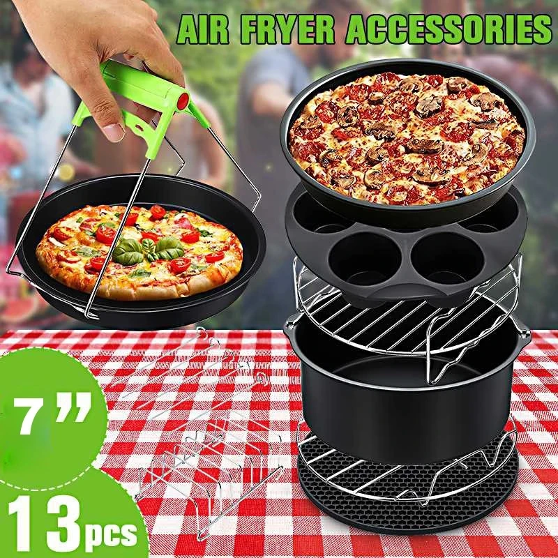 8pcs Air Fryer Accessories 7 Inch Fit for Airfryer 5.2-6.8QT Baking Basket Pizza Plate Grill Pot Kitchen Cooking Tool for Party
8pcs Air Fryer Accessories 7 Inch Fit for Airfryer 5.2-6.8QT Baking Basket Pizza Plate Grill Pot Kitchen Cooking Tool for Party