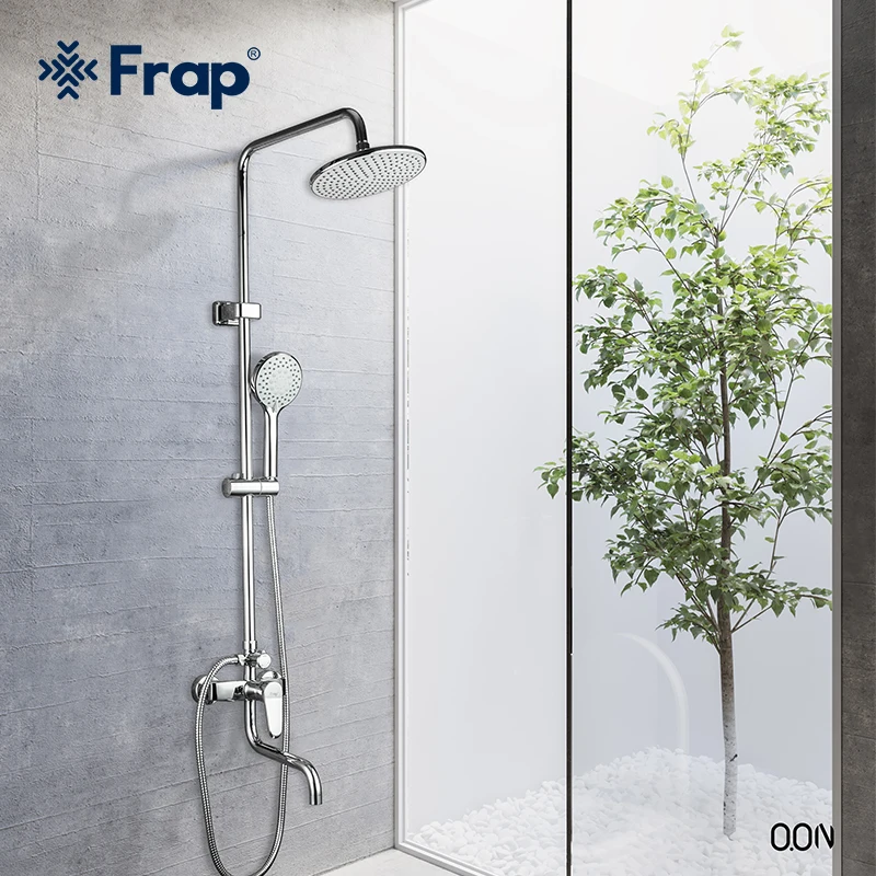 

Frap Chrome Bath Shower Faucets Set Bathtub Mixer Faucet Rainfall Shower Tap Bathroom Shower Head Exposed Shower Mixer Tap F2427