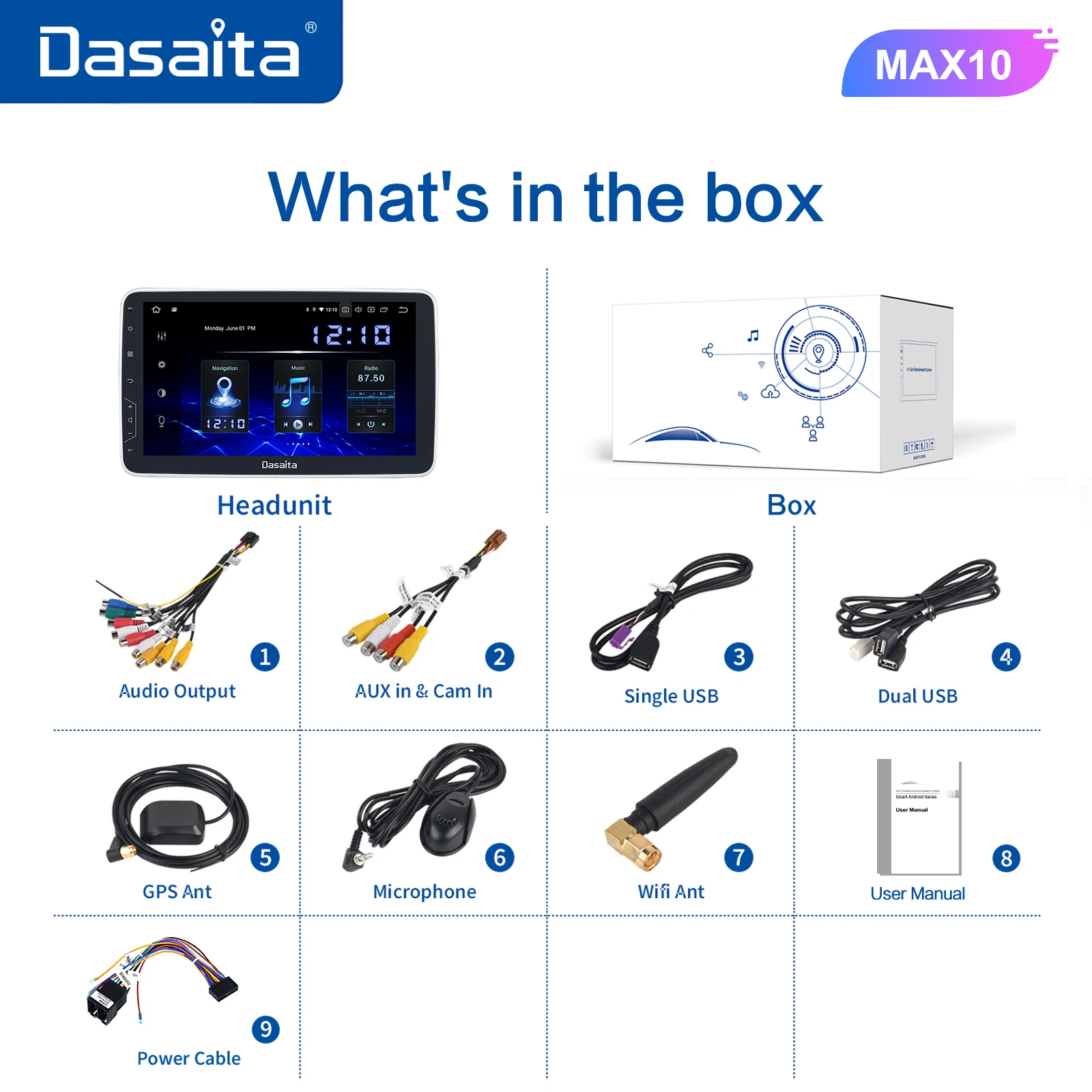 Dasaita Auto Radio 2 din Android Car Radio 10 Inch Universal Multimedia Player 4G 64G Carplay
Dasaita Auto Radio 2 din Android Car Radio 10 Inch Universal Multimedia Player 4G 64G Carplay