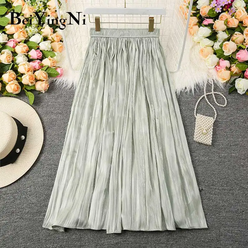 Beiyingni 2021 Summer Pleated Midi Skirts Womens High Waist Fashion Solid Color Korean Long Casual Vintage Skirt Female Faldas
Beiyingni 2021 Summer Pleated Midi Skirts Womens High Waist Fashion Solid Color Korean Long Casual Vintage Skirt Female Faldas