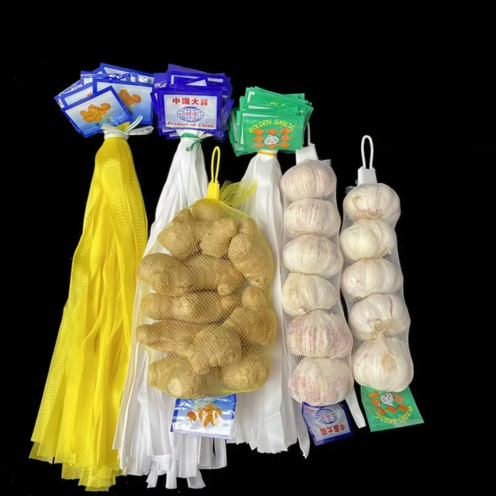 Hot Sales 100Pcs Mesh Bags Convenient Reusable PE Breathable Garlic Ginger Packing Net Sacks Plastic Buckles for Market
Hot Sales 100Pcs Mesh Bags Convenient Reusable PE Breathable Garlic Ginger Packing Net Sacks Plastic Buckles for Market