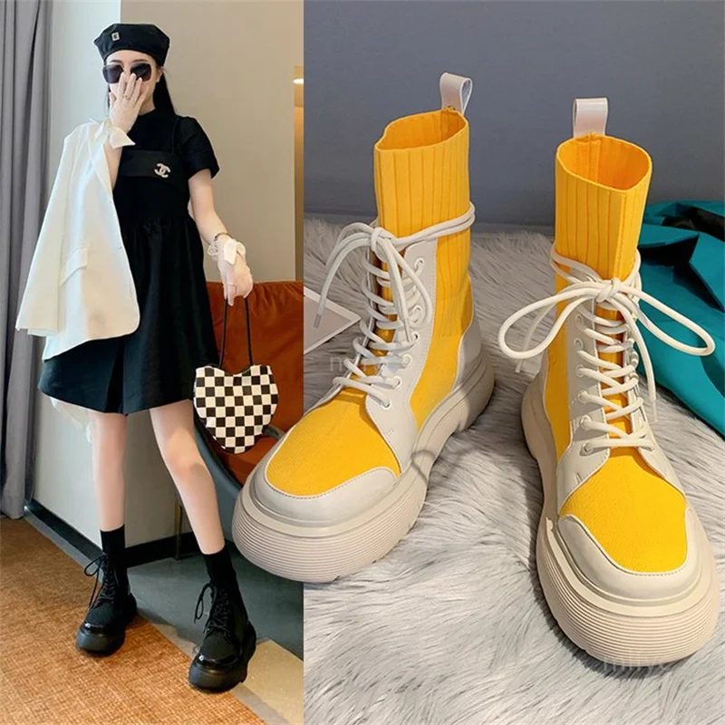 Women's boots 2021 autumn winter new color matching fashion platform lace knitted stretch socks boots ankle boots shoes women
Women's boots 2021 autumn winter new color matching fashion platform lace knitted stretch socks boots ankle boots shoes women