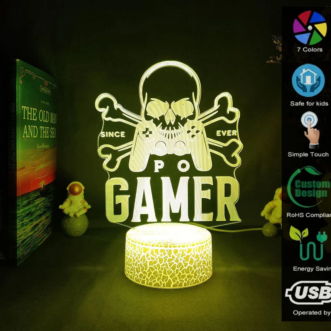 3D GAMER Home Game Controller Birthday Cool Gift LED RGB USB Night Light Friends Peripheral Game Skull Colorful Touch Jewelry
3D GAMER Home Game Controller Birthday Cool Gift LED RGB USB Night Light Friends Peripheral Game Skull Colorful Touch Jewelry