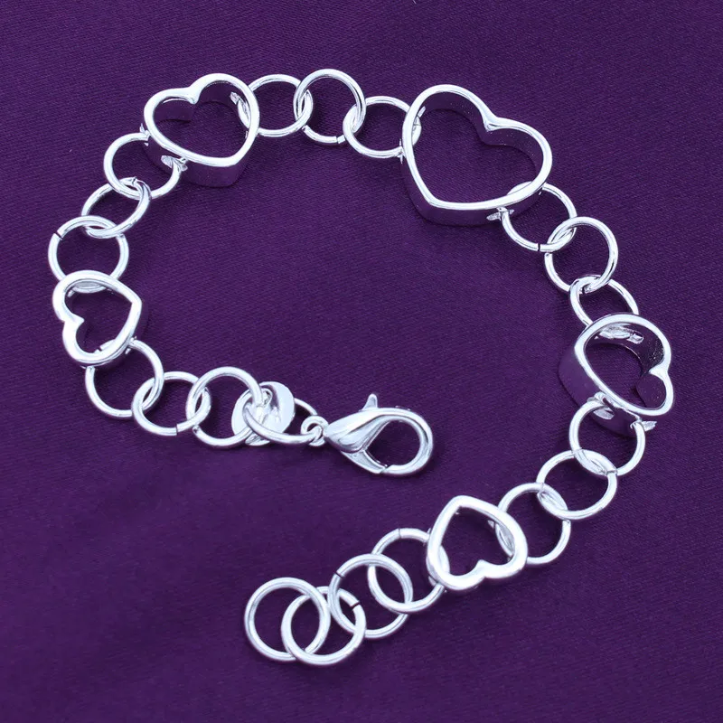 925 Sterling Silver Jewelry Five Hearts Of Fashion Chain *8 Inch Man Bracelet Woman's Classic Clothes With Gifts SL507
925 Sterling Silver Jewelry Five Hearts Of Fashion Chain *8 Inch Man Bracelet Woman's Classic Clothes With Gifts SL507