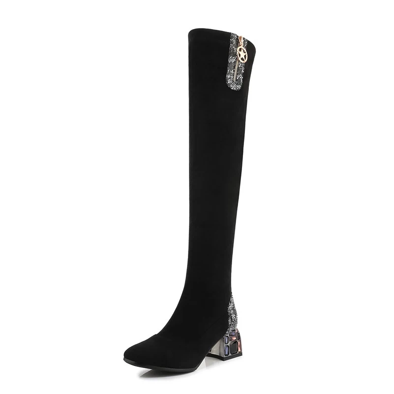 ANNYMOLI High Heel Over-the-Knee Boots Woman Rhinestone Thick Heel Shoes Zipper Female Long Boots Autumn Winter Black Size 33-43
ANNYMOLI High Heel Over-the-Knee Boots Woman Rhinestone Thick Heel Shoes Zipper Female Long Boots Autumn Winter Black Size 33-43