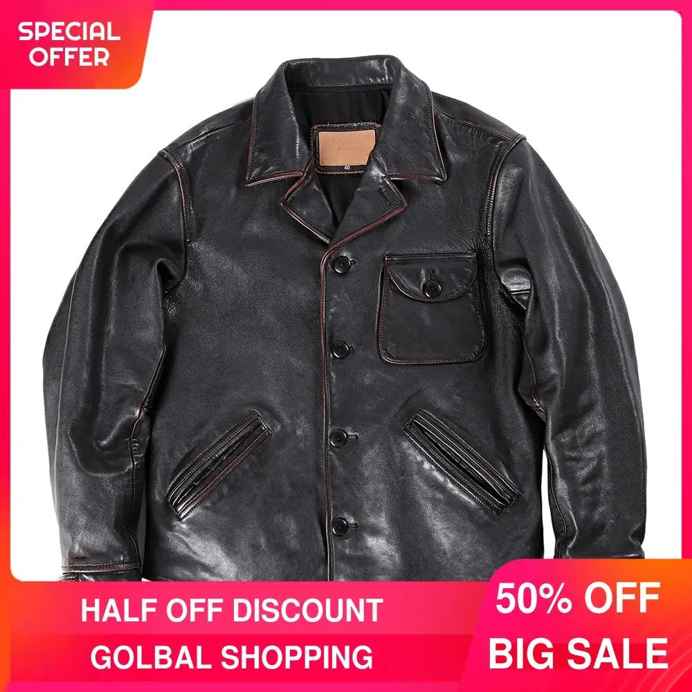 2021 Vintage Brown Japan Casual Style Genuine Leather Jacket Men Large Size 3XL Real Natural Horsehide Autumn Short Coat
2021 Vintage Brown Japan Casual Style Genuine Leather Jacket Men Large Size 3XL Real Natural Horsehide Autumn Short Coat