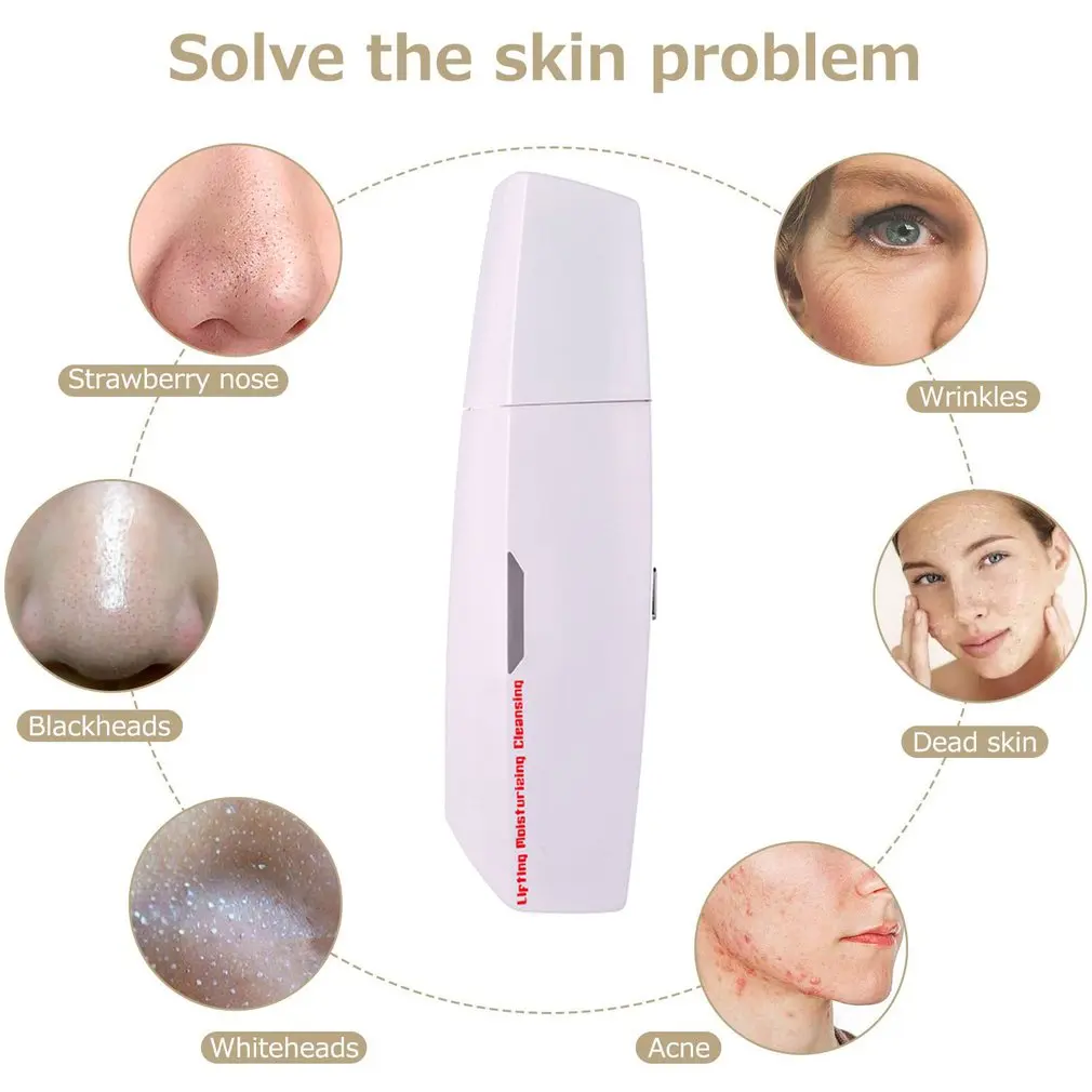 Ultrasonic Pore Cleaner Blackhead Remover Skin Scrubber Facial Scrubber Spatula Comedones Extractor Face Lifting Tool
Ultrasonic Pore Cleaner Blackhead Remover Skin Scrubber Facial Scrubber Spatula Comedones Extractor Face Lifting Tool