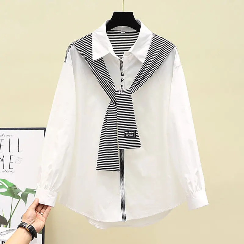 New Arrival Long Sleeve Shirts Womens Design Sense 2021 New Autumn Chic Tops Female White Black Fake Two-piece Blouse aq728
New Arrival Long Sleeve Shirts Womens Design Sense 2021 New Autumn Chic Tops Female White Black Fake Two-piece Blouse aq728
