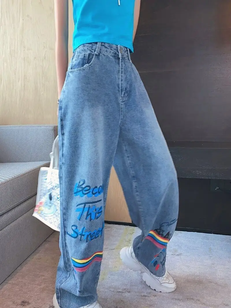 Woman Jeans High Waist Clothes Wide Leg Denim Printed Blue Streetwear Vintage Quality 2020 Fashion Harajuku Straight Pants
Woman Jeans High Waist Clothes Wide Leg Denim Printed Blue Streetwear Vintage Quality 2020 Fashion Harajuku Straight Pants