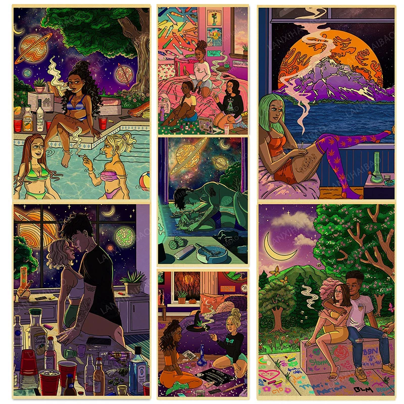 Cartoon Aesthetics Love romantic life men and womenHigh Quality Fashion Girls Poster Painting For Living Room Decoration
Cartoon Aesthetics Love romantic life men and womenHigh Quality Fashion Girls Poster Painting For Living Room Decoration