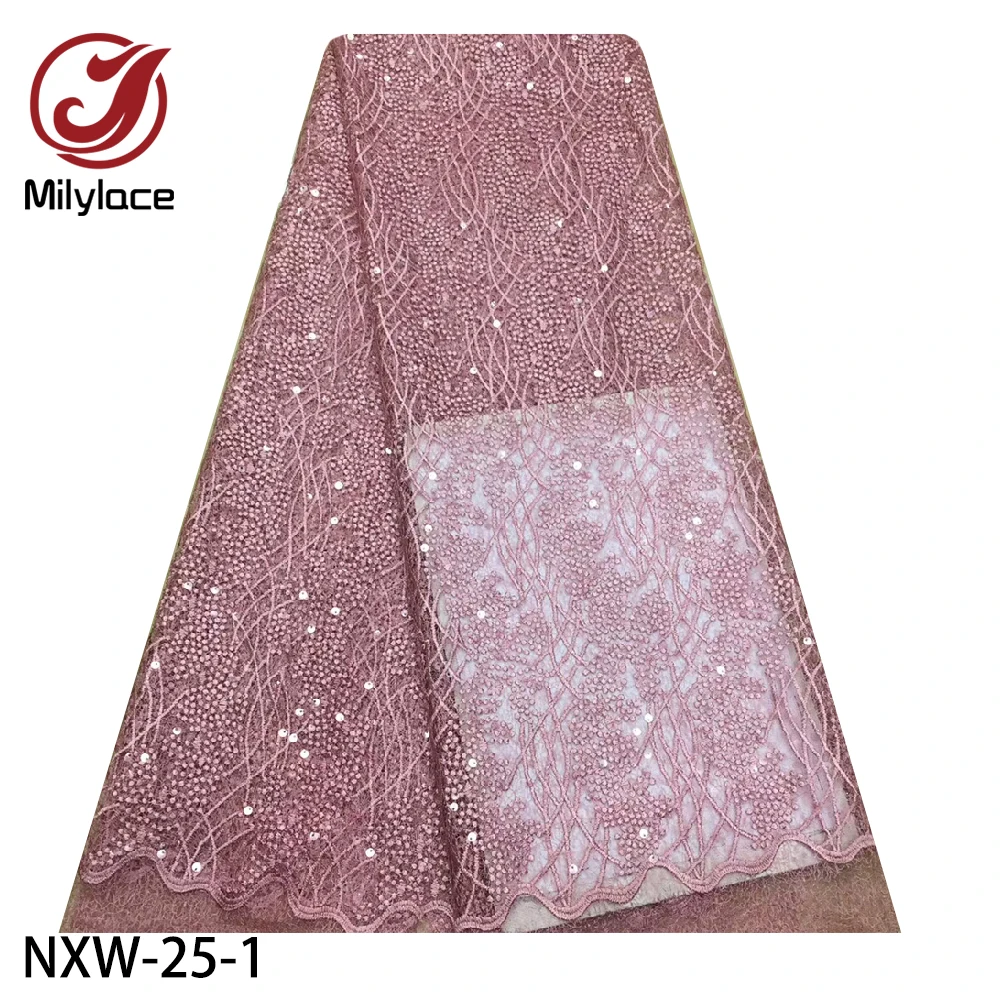 Milylace African Lace Fabrics 2020 High Quality Nigerian Lace Fabric with Sequins French Lace Fabric for Party Dress NXW-25
Milylace African Lace Fabrics 2020 High Quality Nigerian Lace Fabric with Sequins French Lace Fabric for Party Dress NXW-25