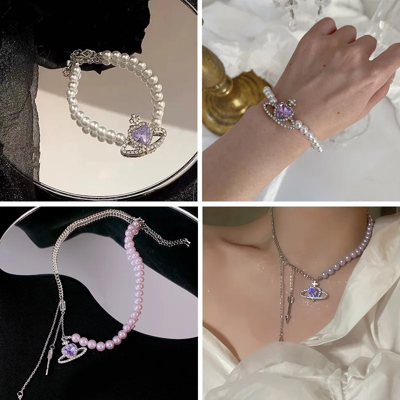 New Fashion Planet Pearl Patchwork Necklace Bracelet for Women Girls Trendy Design Zircon Heart Sweet Necklace Bracelet Jewelry
New Fashion Planet Pearl Patchwork Necklace Bracelet for Women Girls Trendy Design Zircon Heart Sweet Necklace Bracelet Jewelry