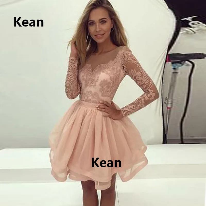 New Peach Homecoming Dresses A-line V neck Full Sleeve Short Mini Tulle Satin Tiered Elegant Cocktail Dresses
New Peach Homecoming Dresses A-line V neck Full Sleeve Short Mini Tulle Satin Tiered Elegant Cocktail Dresses