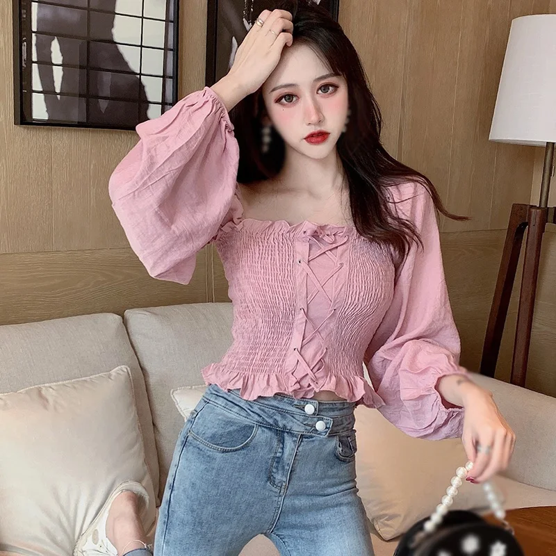 ETOSELL Women Casual Long Sleeve Blouses Slim Shirts Female Tops Square Collar Blouse
ETOSELL Women Casual Long Sleeve Blouses Slim Shirts Female Tops Square Collar Blouse
