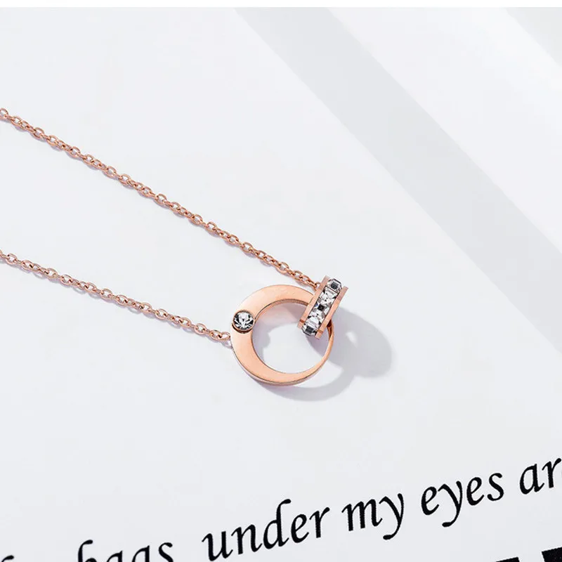 Fashion classic moon round double ring titanium steel necklace female rose gold clavicle chain super beautiful gift girlfriend
Fashion classic moon round double ring titanium steel necklace female rose gold clavicle chain super beautiful gift girlfriend