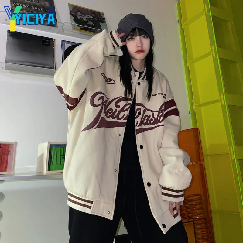 YICIYA Jackets female jackets parkas Japanese college style retro letter printing baseball uniform jacket female street couple
YICIYA Jackets female jackets parkas Japanese college style retro letter printing baseball uniform jacket female street couple