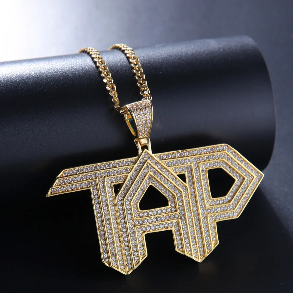 2019 new Men Hip hop Iced out bling TAP Letters pendant necklaces Pave setting Zircon Fashion mens hiphop necklace jewelry gifts
2019 new Men Hip hop Iced out bling TAP Letters pendant necklaces Pave setting Zircon Fashion mens hiphop necklace jewelry gifts