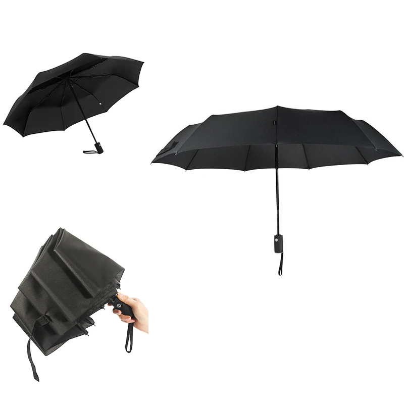 1pcs black fully automatic folding umbrella outdoor double reinforced rain gear household daily necessities 
1pcs black fully automatic folding umbrella outdoor double reinforced rain gear household daily necessities