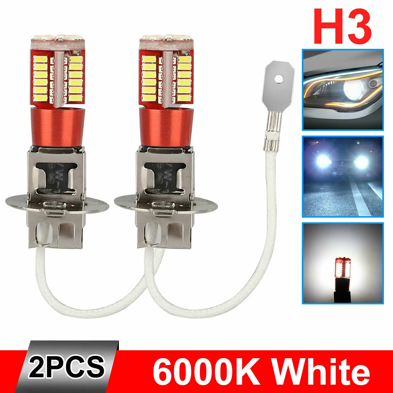 2PCS H3 LED Fog Light Bulbs Conversion Kit Super Bright Canbus 6000K White 100W DC 12V
2PCS H3 LED Fog Light Bulbs Conversion Kit Super Bright Canbus 6000K White 100W DC 12V