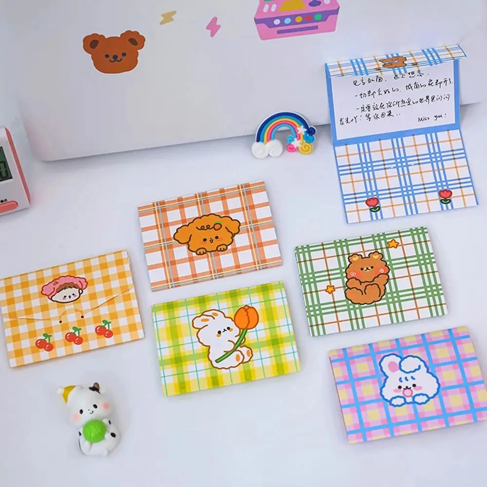 5Pcs/set Cartoon Grid Bear Bunny Envelop Best Wishes Foldable Message Notepad Birthday Blessing Card Greeting Stationery Gift
5Pcs/set Cartoon Grid Bear Bunny Envelop Best Wishes Foldable Message Notepad Birthday Blessing Card Greeting Stationery Gift