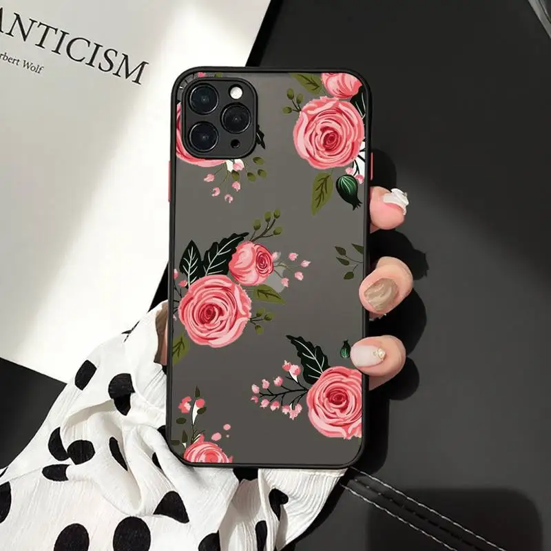 Beautiful Flower Phone Cases matte transparent For iphone 7 8 11 12 plus mini x xs xr pro max cover