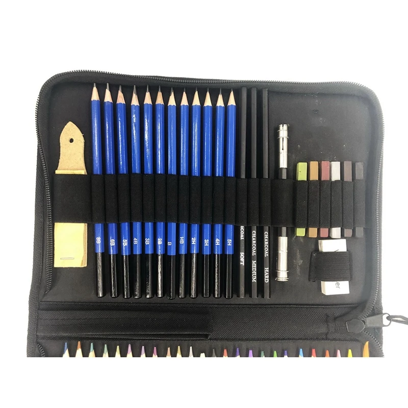 Art Pencil 51Pcs Set Colored Pencils Sketch Kit Art Drawing Coloring Pencil Crayon Sketching Set with Carrying Bag
Art Pencil 51Pcs Set Colored Pencils Sketch Kit Art Drawing Coloring Pencil Crayon Sketching Set with Carrying Bag