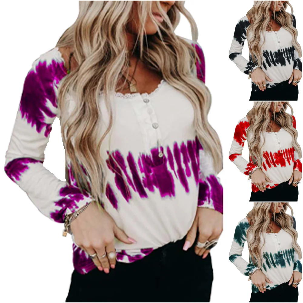 t Shirt Women Tie dye Button Long Sleeve Top Casual Pullovers Women Clothing Ladies Top t Shirt Female Fashion 2020
t Shirt Women Tie dye Button Long Sleeve Top Casual Pullovers Women Clothing Ladies Top t Shirt Female Fashion 2020