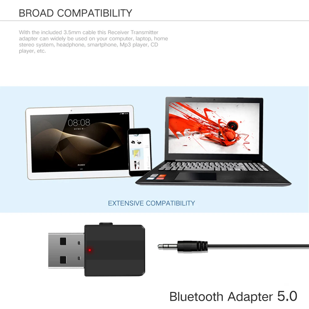 Мини Bluetooth 5 0 приемник передатчик беспроводной адаптер стерео AUX аудио RCA USB 3 мм