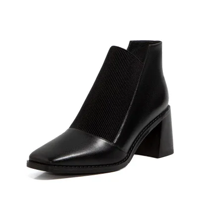 2020 Genuine Leather Square Toe Thick Heel High Heel Short Boots Women Spring / Autumn Slip-On Comfortable Chelsea Ankle Boots
2020 Genuine Leather Square Toe Thick Heel High Heel Short Boots Women Spring / Autumn Slip-On Comfortable Chelsea Ankle Boots