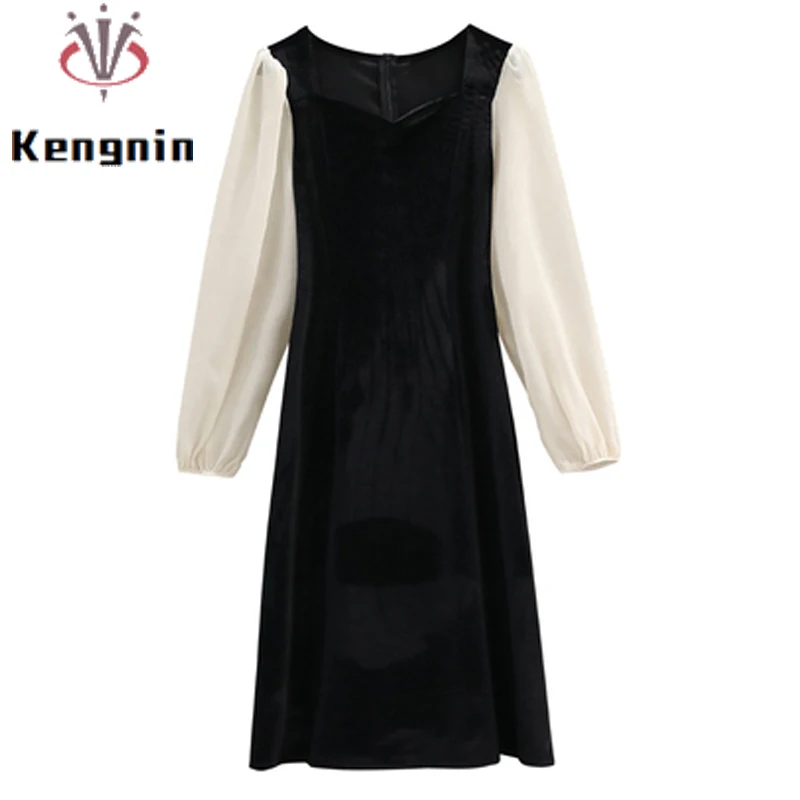Party Dresses Velvet Women Black Dress Female Harajuku Robe Dress Spliced Ladies Vestidos Zipper Dress Loose Oversize KE1286
Party Dresses Velvet Women Black Dress Female Harajuku Robe Dress Spliced Ladies Vestidos Zipper Dress Loose Oversize KE1286