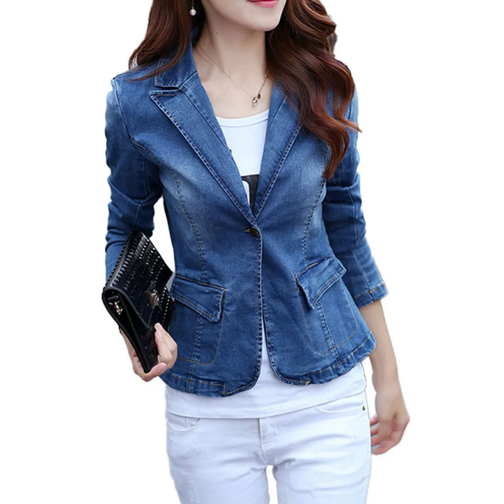 2021 Womens Office Ladies 1 Button Slim Fit Washed Stretch Work Denim Jean Business Suit Blazer Jacket Coat
2021 Womens Office Ladies 1 Button Slim Fit Washed Stretch Work Denim Jean Business Suit Blazer Jacket Coat