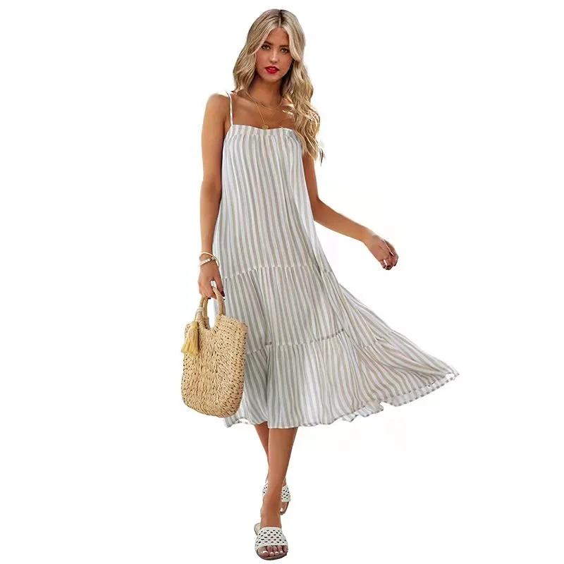 2021 European and American ladies fashion new sexy striped suspender dress 2429
2021 European and American ladies fashion new sexy striped suspender dress 2429