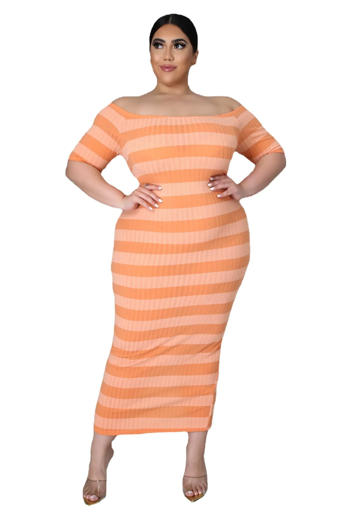Plus Size Summer Dress Fashion Women's Clothing Sexy Square Collar Short Sleeve Personality Striped Printing Casual Long Skirt
Plus Size Summer Dress Fashion Women's Clothing Sexy Square Collar Short Sleeve Personality Striped Printing Casual Long Skirt