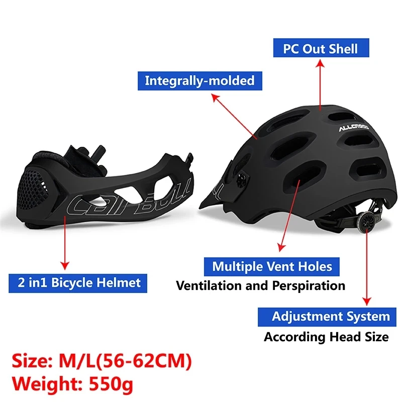 Велосипедный шлем Cairbull полностью закрывающий Воздухопроницаемый литой для